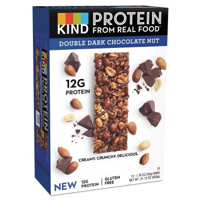 Protein Bars, Double Dark Chocolate, 1.76 oz, 12/Pack1