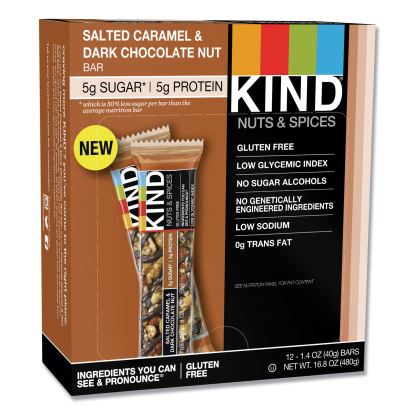 Nuts and Spices Bar, Salted Caramel and Dark Chocolate Nut, 1.4 oz, 12/Pack1