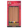Tri-Tone Color Pencils, 3.8 mm, Assorted Tri-Tone Lead Colors, Tan Barrel, Dozen1