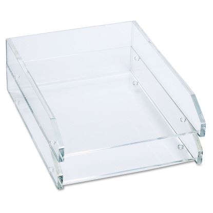 Clear Acrylic Letter Tray, 2 Sections, Letter Size Files, 10.5" x 13.75" x 2.5", Clear, 2/Pack1