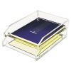 Clear Acrylic Letter Tray, 2 Sections, Letter Size Files, 10.5" x 13.75" x 2.5", Clear, 2/Pack2