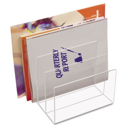 Clear Acrylic Desk File, 3 Sections, Letter to Legal Size Files, 8" x 6.5" x 7.5", Clear1
