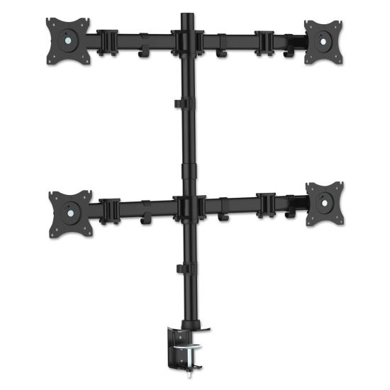 Articulating Quad Monitor Arms, For 13" to 27" Monitors, 360 deg Rotation, 45 deg Tilt, 180 deg Pan, Black, Supports 18 lb1