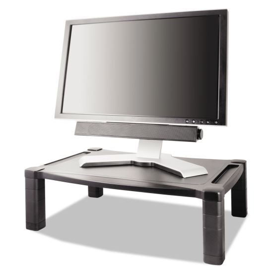 Wide Deluxe Two-Level Monitor Stand, 20" x 13.25" x 3" to 6.5", Black, Supports 50 lbs1