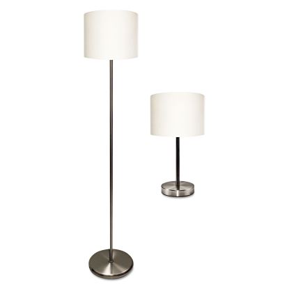 Slim Line Lamp Set, Table 12 5/8" High and Floor 61.5" High, 12"; 6"w x 61.5"; 12.63"h, Silver1