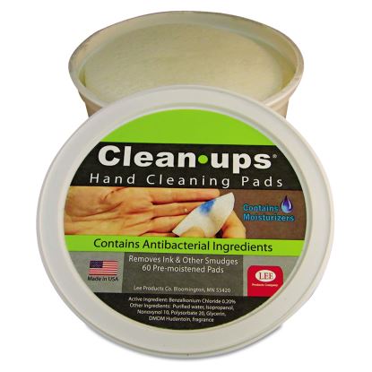 Clean-Ups Hand Cleaning Pads, Cloth, 3" dia, Mild Floral Scent, 60/Tub1