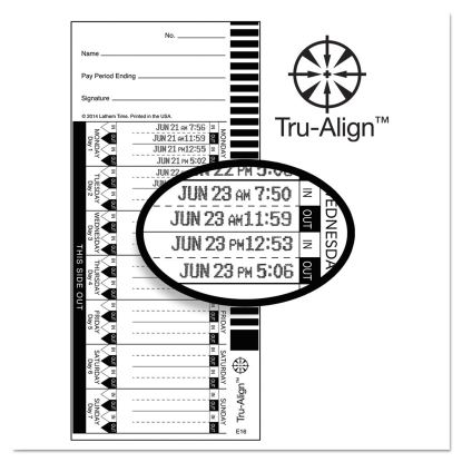 Time Clock Cards for Lathem Time 1600E, One Side, 4 x 9, 100/Pack1