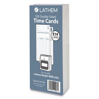 Time Clock Cards for Lathem Time 400E, Two Sides, 3 x 7, 100/Pack1