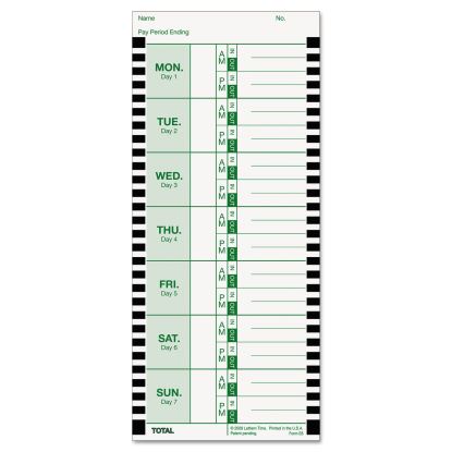 Time Clock Cards for Lathem Time 800P, One Side, 4 x 9, 100/Pack1