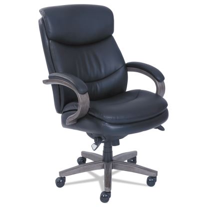 Woodbury High-Back Executive Chair, Supports Up to 300 lb, 20.25" to 23.25" Seat Height, Black Seat/Back, Weathered Gray Base1