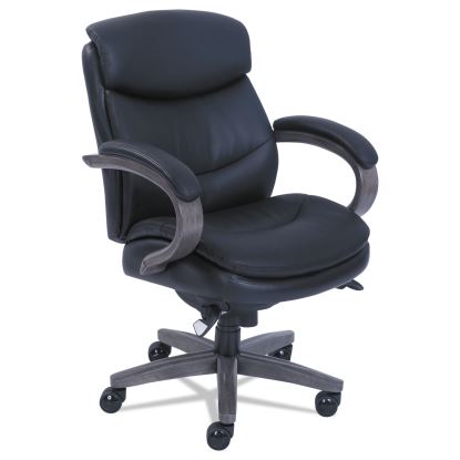 Woodbury Mid-Back Executive Chair, Supports Up to 300 lb, 18.75" to 21.75" Seat Height, Black Seat/Back, Weathered Gray Base1