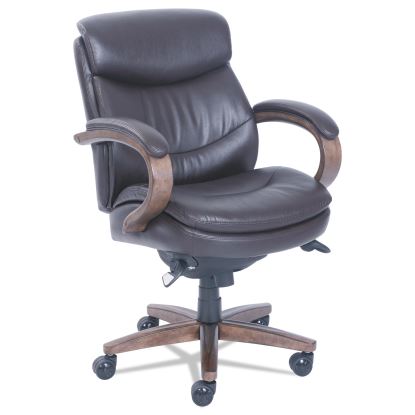 Woodbury Mid-Back Executive Chair, Supports Up to 300 lb, 18.75" to 21.75" Seat Height, Brown Seat/Back, Weathered Sand Base1