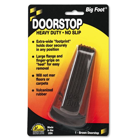 Big Foot Doorstop, No Slip Rubber Wedge, 2.25w x 4.75d x 1.25h, Brown1