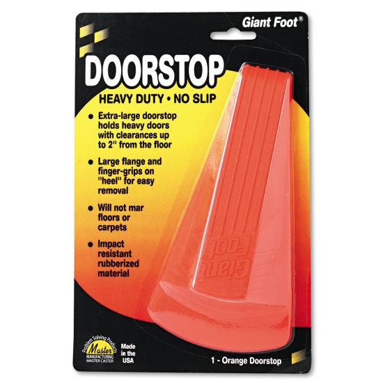 Giant Foot Doorstop, No-Slip Rubber Wedge, 3.5w x 6.75d x 2h, Safety Orange1