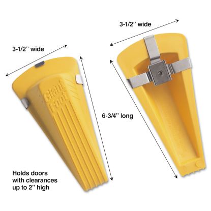 Giant Foot Magnetic Doorstop, No-Slip Rubber Wedge, 3.5w x 6.75d x 2h, Yellow1