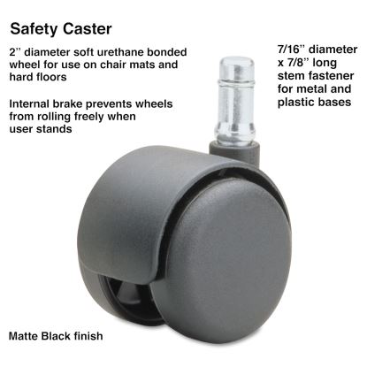 Safety Casters,Standard Neck, Polyurethane, B Stem, 110 lbs/Caster, 5/Set1