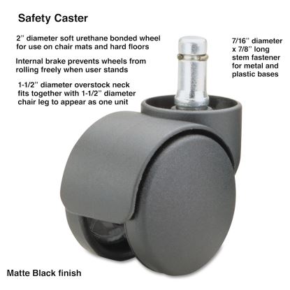 Safety Casters, Oversize Neck Polyurethane, B Stem, 110 lbs/Caster, 5/Set1