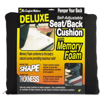 The ComfortMakers Deluxe Seat/Back Cushion, Memory Foam, 17 x 2.75 x 17.5, Black1