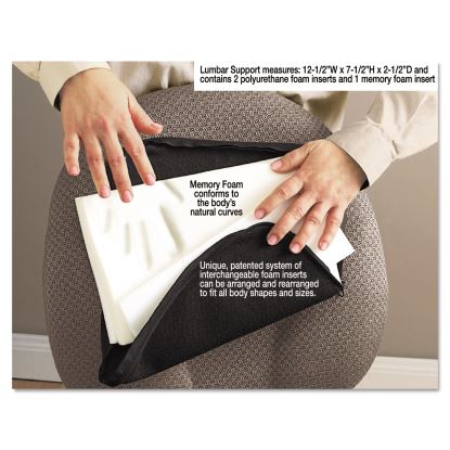 The ComfortMakers Deluxe Lumbar Support Cushion, Memory Foam, 12.5 x 2.5 x 7.5, Black1