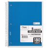 Spiral Notebook, 5 Subject, Medium/College Rule, Randomly Assorted Covers, 10.5 x 8, 180 Sheets2
