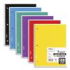 Spiral Notebook, 3-Hole Punched, 1 Subject, Medium/College Rule, Randomly Assorted Covers, 11 x 8, 100 Sheets1