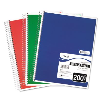 Spiral Notebook, 5 Subject, Medium/College Rule, Randomly Assorted Covers, 11 x 8, 200 Sheets1