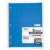 Spiral Notebook, 5 Subject, Medium/College Rule, Randomly Assorted Covers, 11 x 8, 200 Sheets2