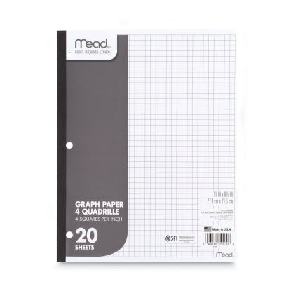 Graph Paper Tablet, 3-Hole, 8.5 x 11, Quadrille: 4 sq/in, 20 Sheets/Pad, 12 Pads/Pack1