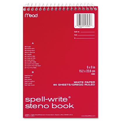 Spell-Write Wirebound Steno Pad, Gregg Rule, Randomly Assorted Cover Colors, 80 White 6 x 9 Sheets1