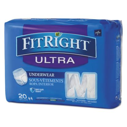 FitRight Ultra Protective Underwear, Medium, 28" to 40" Waist, 20/Pack, 4 Pack/Carton1