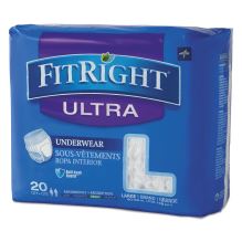 FitRight Ultra Protective Underwear, Large, 40" to 56" Waist, 20/Pack, 4 Pack/Carton1