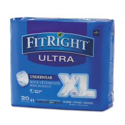 FitRight Ultra Protective Underwear, X-Large, 56" to 68" Waist, 20/Pack1