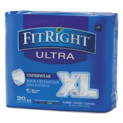 FitRight Ultra Protective Underwear, X-Large, 56" to 68" Waist, 20/Pack, 4 Pack/Carton1