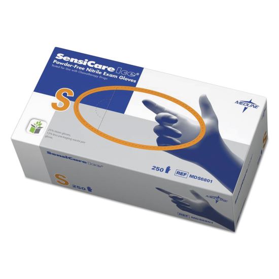 Sensicare Ice Nitrile Exam Gloves, Powder-Free, Small, Blue, 250/Box1