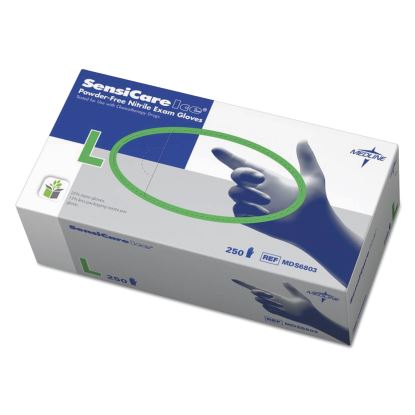 Sensicare Ice Nitrile Exam Gloves, Powder-Free, Large, Blue, 250/Box1