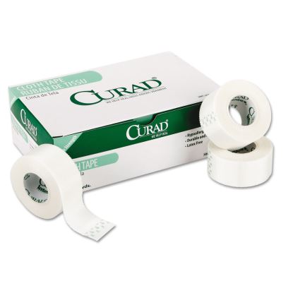 First Aid Cloth Silk Tape, 1" Core, 1" x 10 yds, White, 12/Pack1