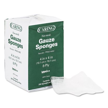 Caring Woven Gauze Sponges, Non-Sterile, 8-Ply, 4 x 4, 200/Pack1