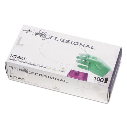 Professional Nitrile Exam Gloves with Aloe, Large, Green, 100/Box1
