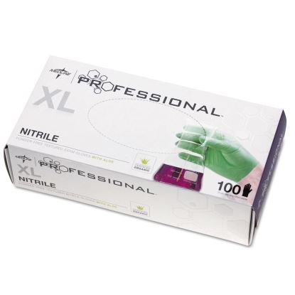 Professional Nitrile Exam Gloves with Aloe, X-Large, Green, 100/Box1
