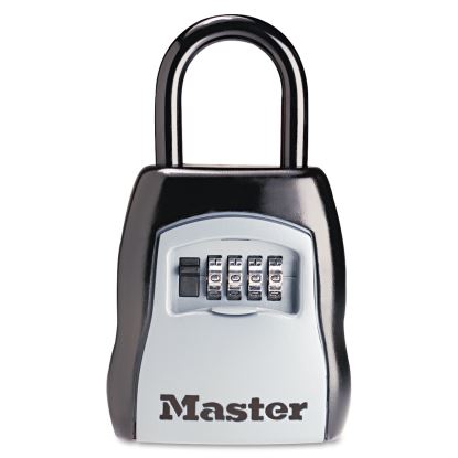 Locking Combination 5 Key Steel Box, 3 1/4w x 1 5/8d x 4h, Black/Silver1