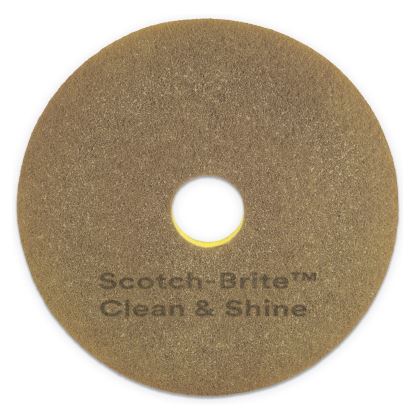 Clean and Shine Pad, 20" Diameter, Brown/Yellow, 5/Carton1