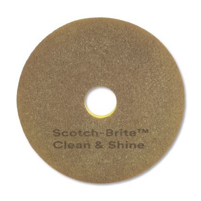 Clean and Shine Pad, 17" Diameter, Brown/Yellow, 5/Carton1