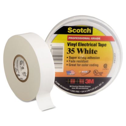 Scotch 35 Vinyl Electrical Color Coding Tape, 3" Core, 0.75" x 66 ft, White1