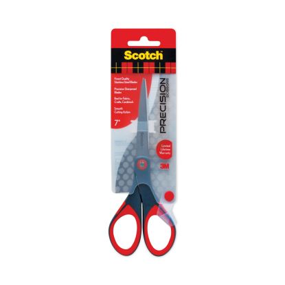 Precision Scissors, Pointed Tip, 7" Long, 2.5" Cut Length, Gray/Red Straight Handle1