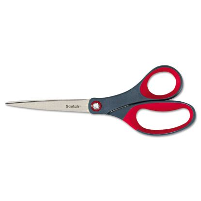 Precision Scissors, 8" Long, 3.13" Cut Length, Gray/Red Straight Handle1