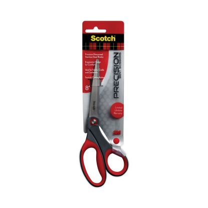 Precision Scissors, 8" Long, 3.25" Cut Length, Gray/Red Offset Handle1