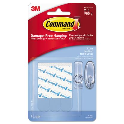 Refill Strips, Removable, Holds Up to 2 lbs, 0.63 x 1.75, Clear, 9/Pack1