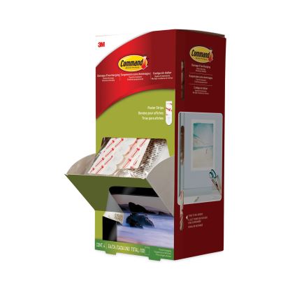 Poster Strips, Removable, Holds Up to 1 lb per Pair, 0.63 x 1.75, White, 4/Pack, 100 Packs/Carton1