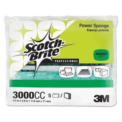 Power Sponge, 2.8 x 4.5, 0.6" Thick, Blue/Teal, 5/Pack1