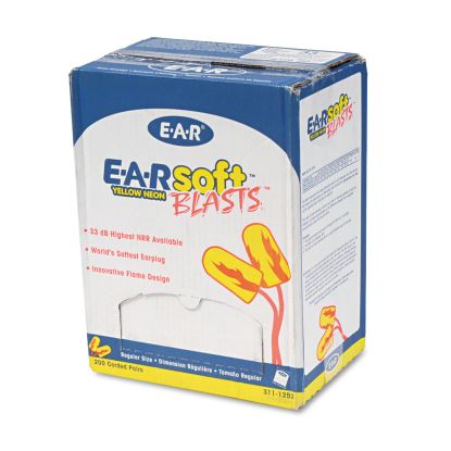 E-A-Rsoft Blasts Earplugs, Corded, Foam, Yellow Neon, 200 Pairs1